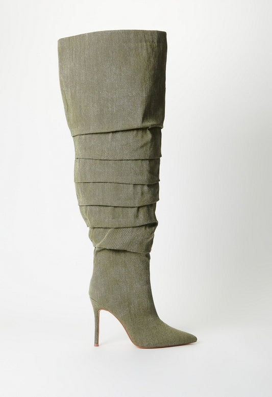 Larissa Stiletto Boot Army Fatigue Green