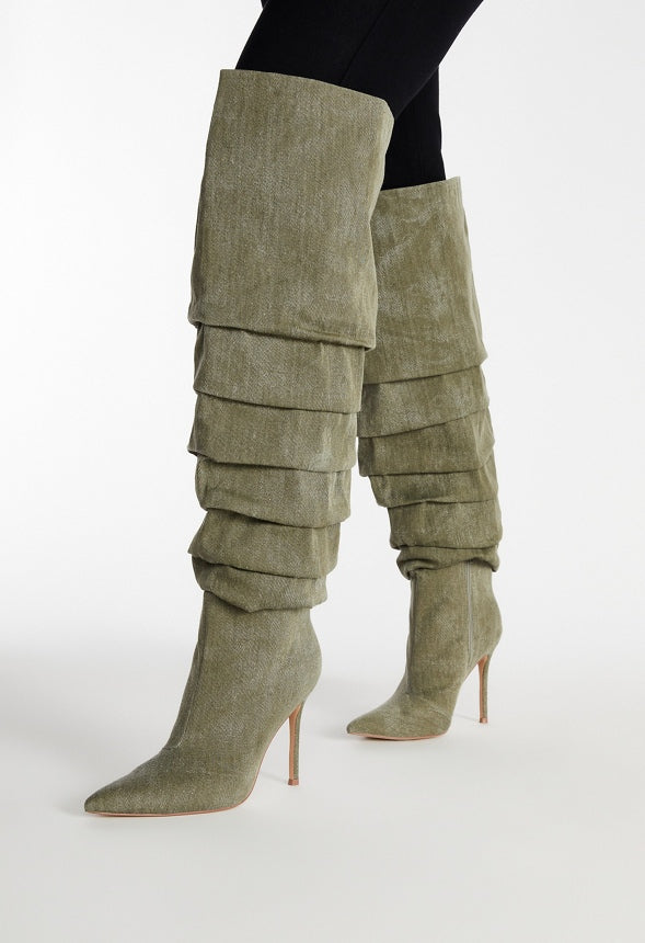 Larissa Stiletto Boot Army Fatigue Green