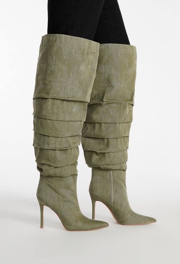 Larissa Stiletto Boot Army Fatigue Green