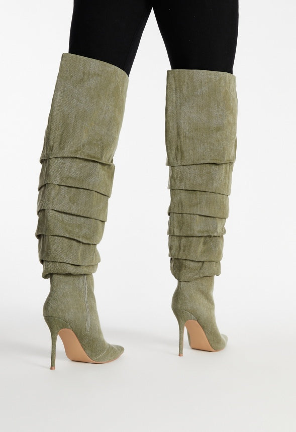 Larissa Stiletto Boot Army Fatigue Green