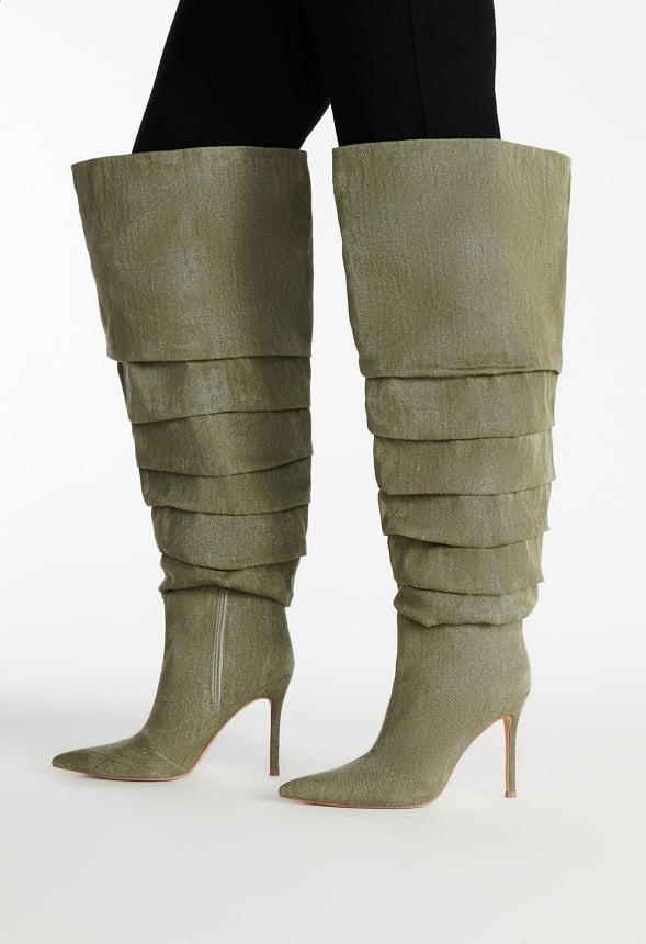 Larissa Stiletto Boot Army Fatigue Green