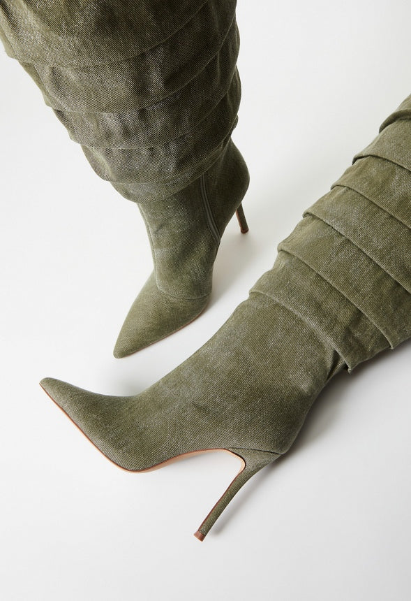 Larissa Stiletto Boot Army Fatigue Green