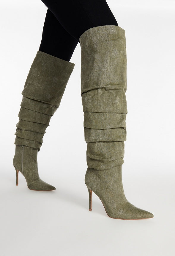 Larissa Stiletto Boot Army Fatigue Green