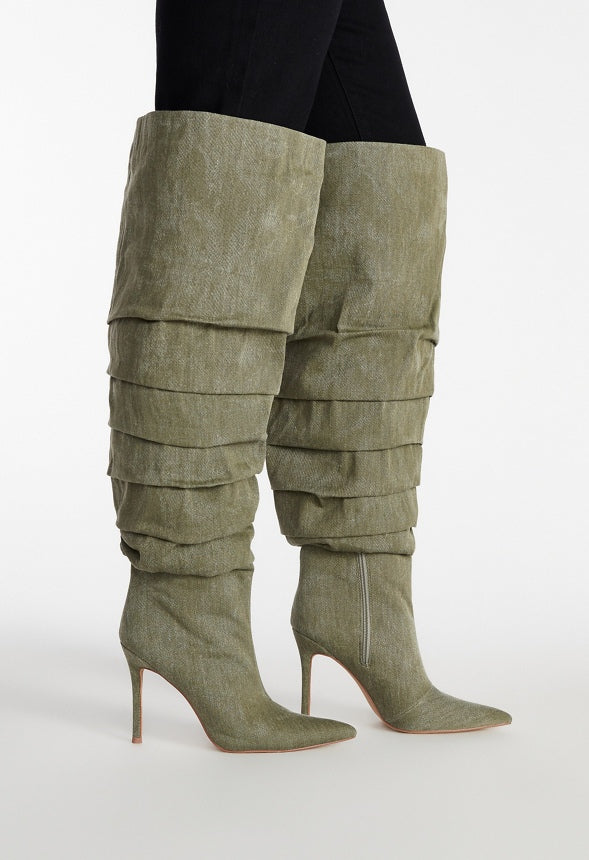 Larissa Stiletto Boot Army Fatigue Green