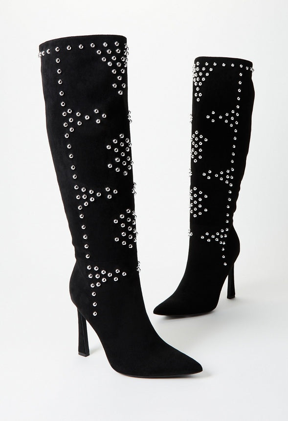 Aria Heeled Boot Black/ Silver