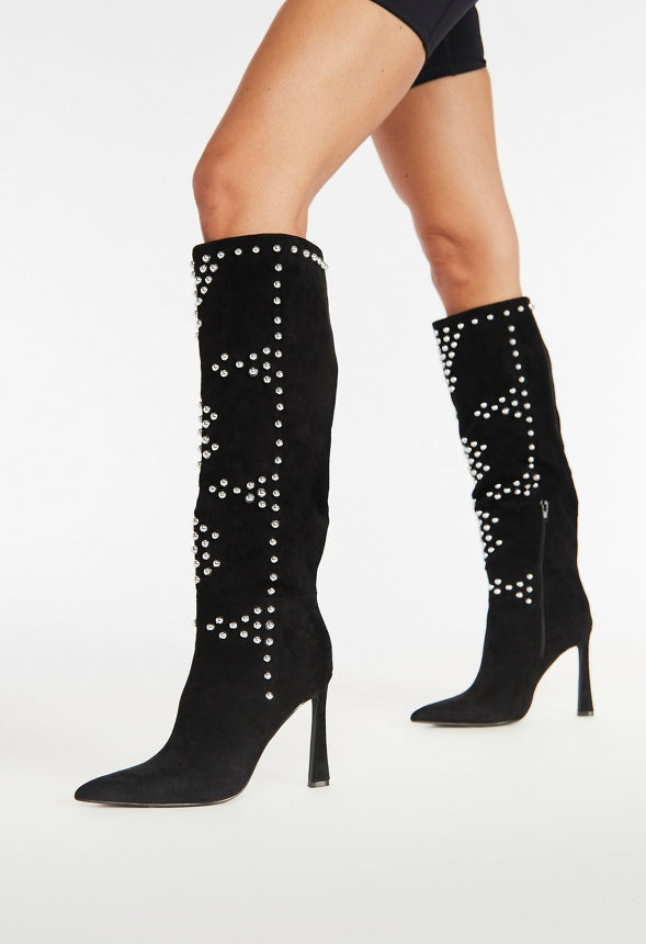 Aria Heeled Boot Black/ Silver