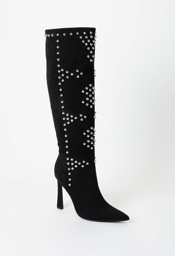 Aria Heeled Boot Black/ Silver