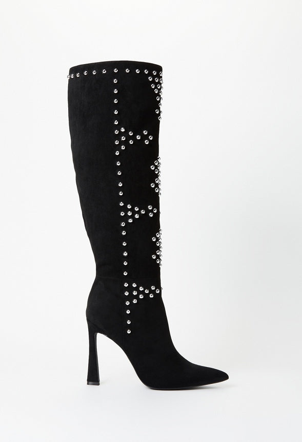 Aria Heeled Boot Black/ Silver