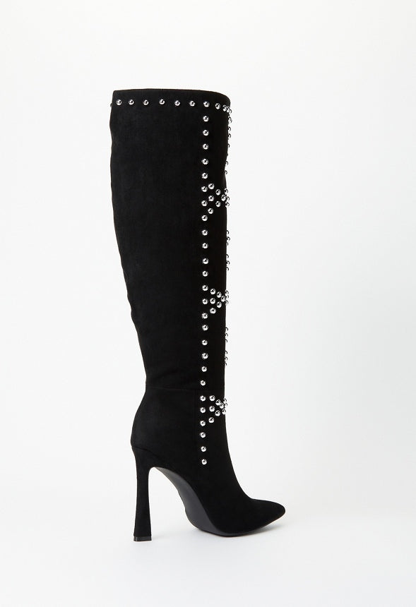 Aria Heeled Boot Black/ Silver