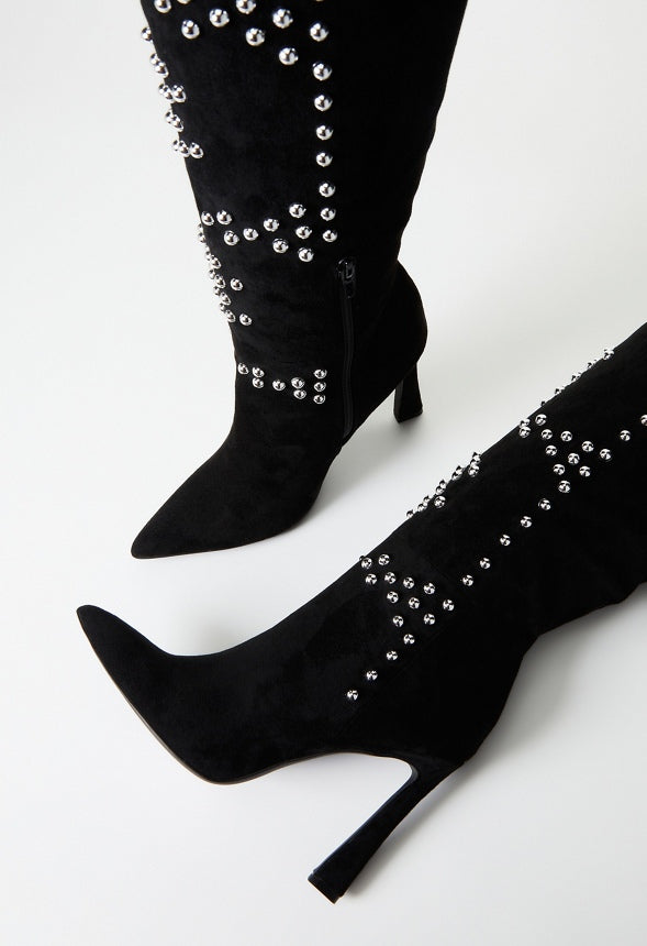 Aria Heeled Boot Black/ Silver