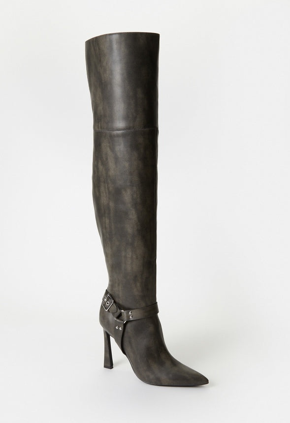 Devynn Tall Stiletto Boot Distressed Black
