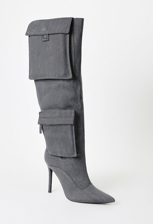 Tyla Slouchy Stiletto Boot Black