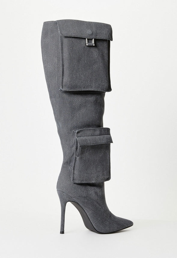 Tyla Slouchy Stiletto Boot Black