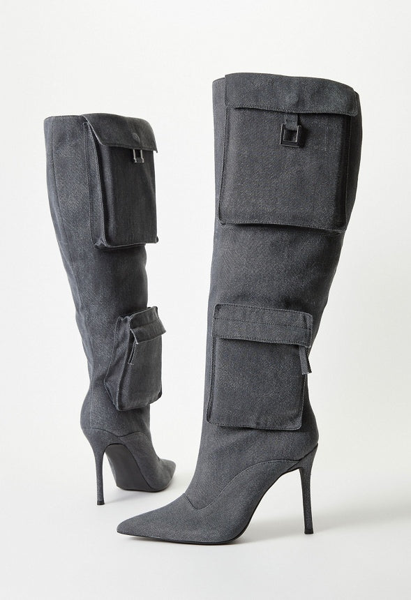 Tyla Slouchy Stiletto Boot Black