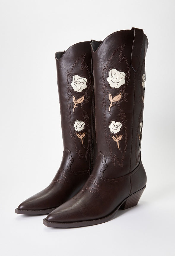 Flora Western Boot Cacao Brown