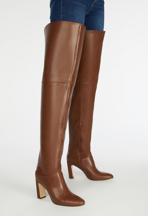 Mercedes Heeled Boot Leather Brown