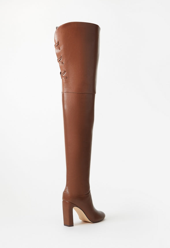 Mercedes Heeled Boot Leather Brown