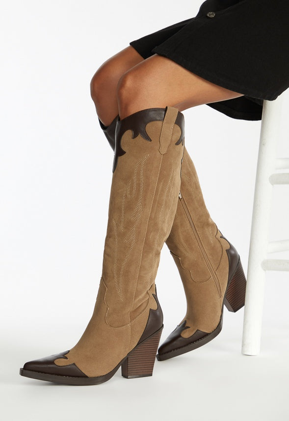 Autumn Heeled Boot Taupe/ Coffee