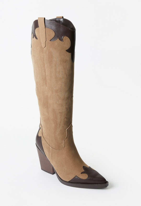 Autumn Heeled Boot Taupe/ Coffee