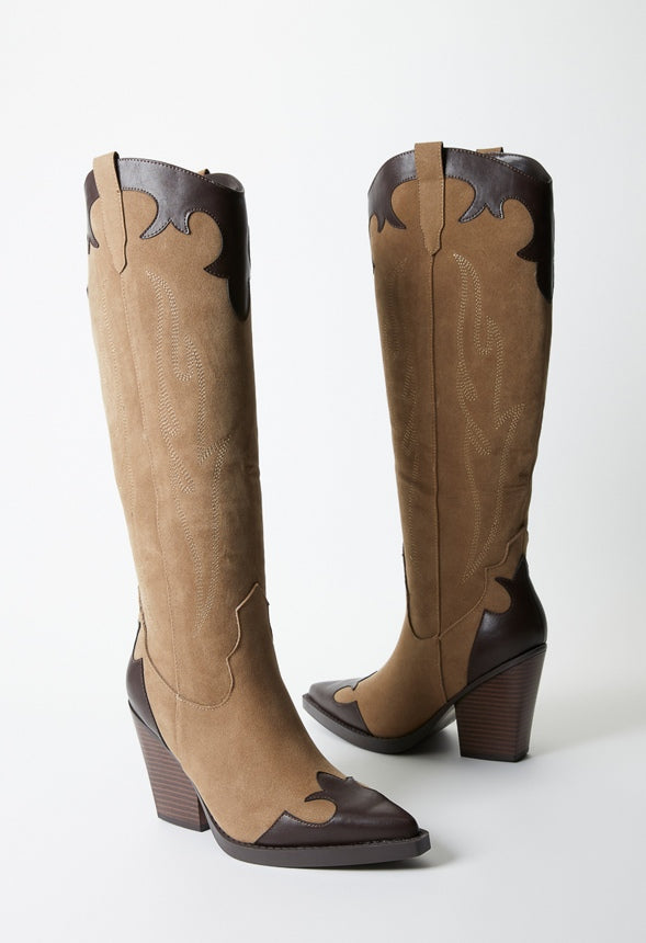 Autumn Heeled Boot Taupe/ Coffee