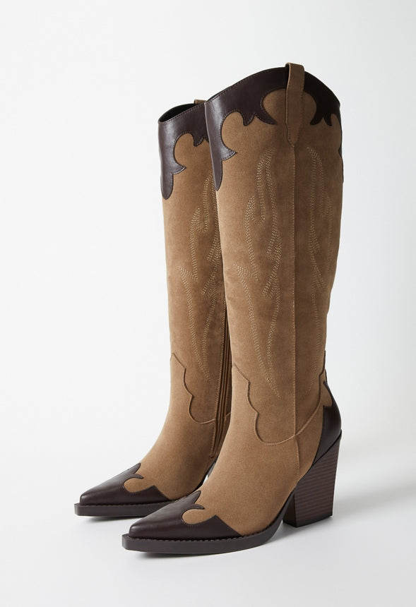 Autumn Heeled Boot Taupe/ Coffee