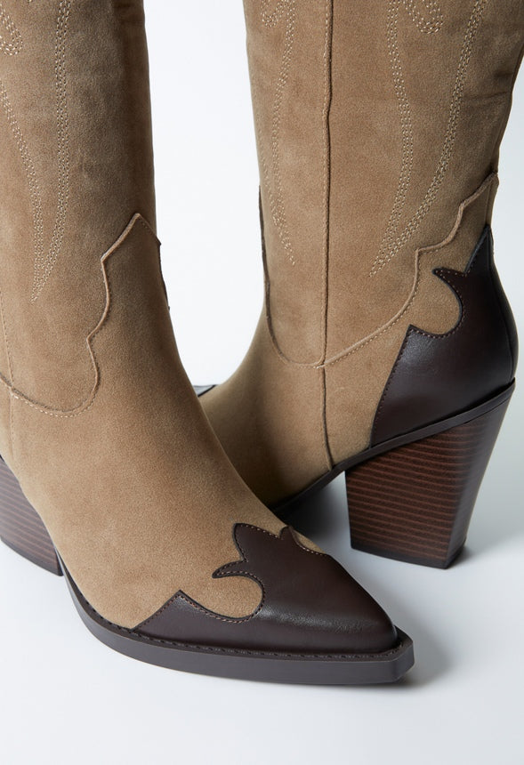 Autumn Heeled Boot Taupe/ Coffee