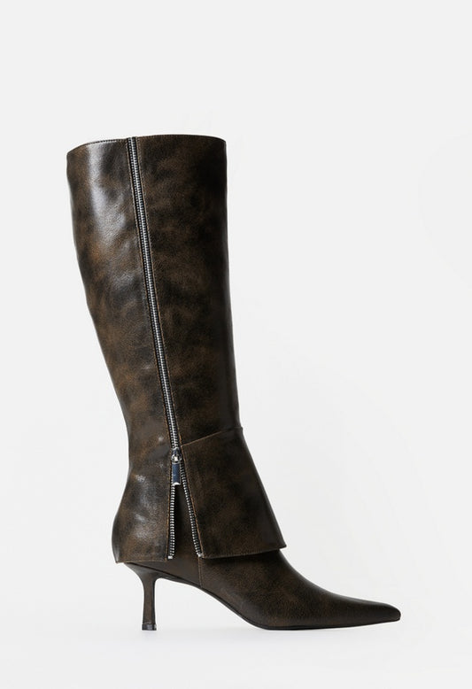 Tyra Stiletto Boot Black Distressed