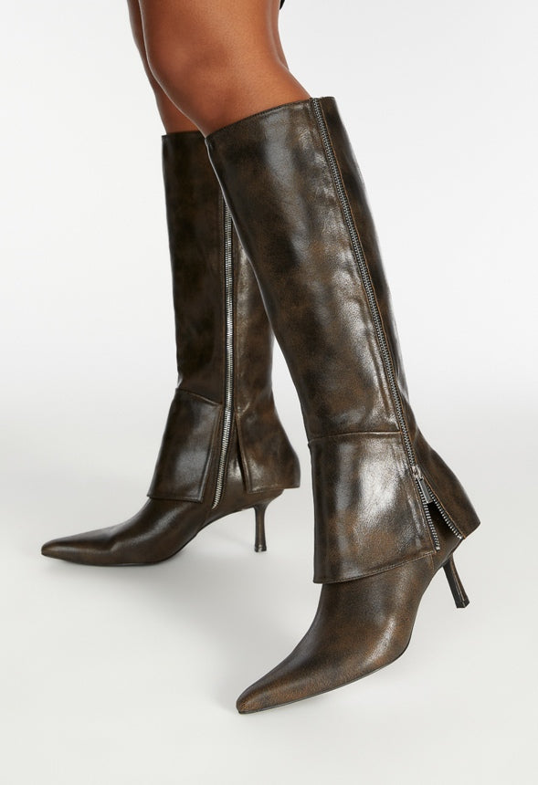 Tyra Stiletto Boot Black Distressed