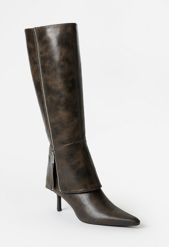 Tyra Stiletto Boot Black Distressed