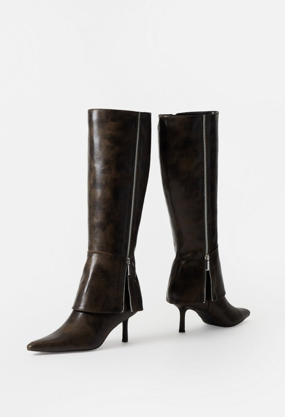 Tyra Stiletto Boot Black Distressed