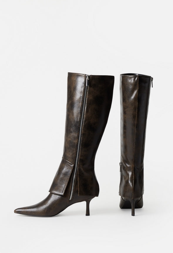 Tyra Stiletto Boot Black Distressed
