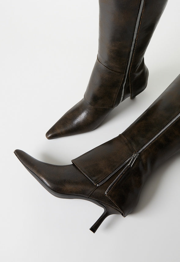 Tyra Stiletto Boot Black Distressed