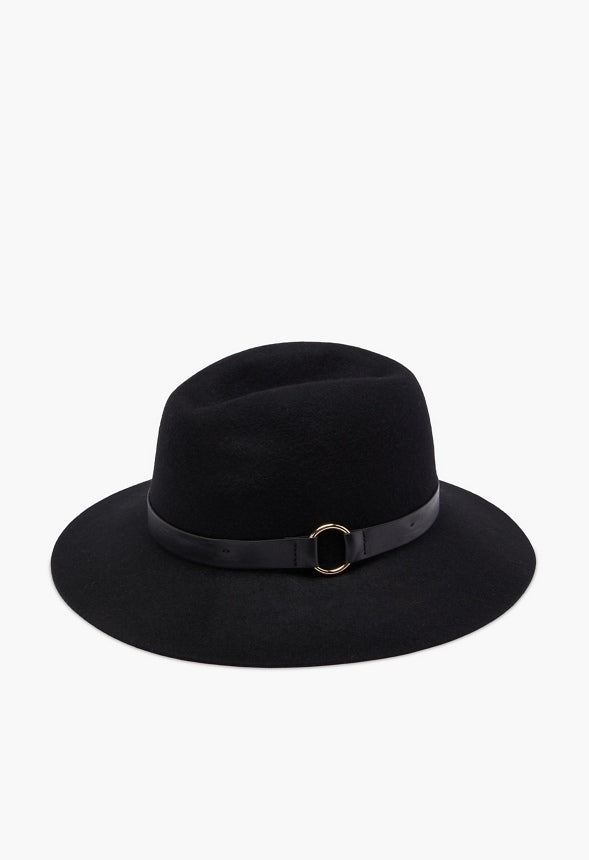 WOOL FEDORA WITH TRIM RING Black