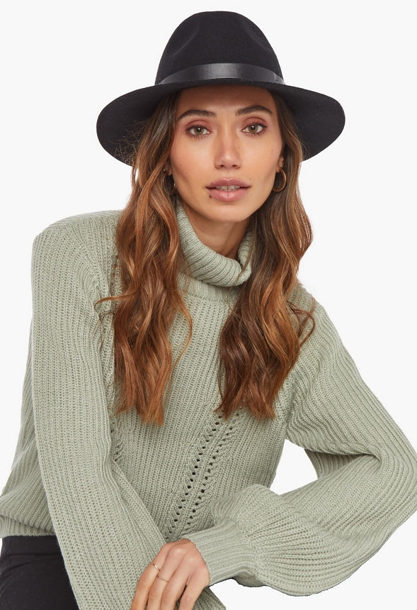 WOOL FEDORA WITH TRIM RING Black