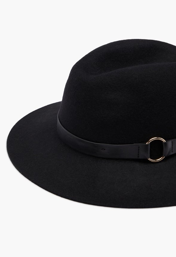 WOOL FEDORA WITH TRIM RING Black