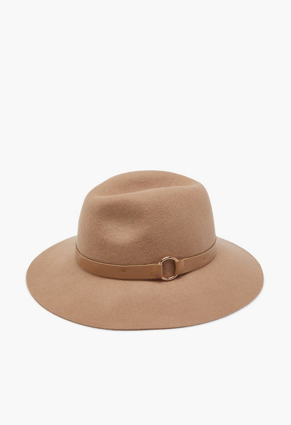 WOOL FEDORA WITH TRIM RING Camel