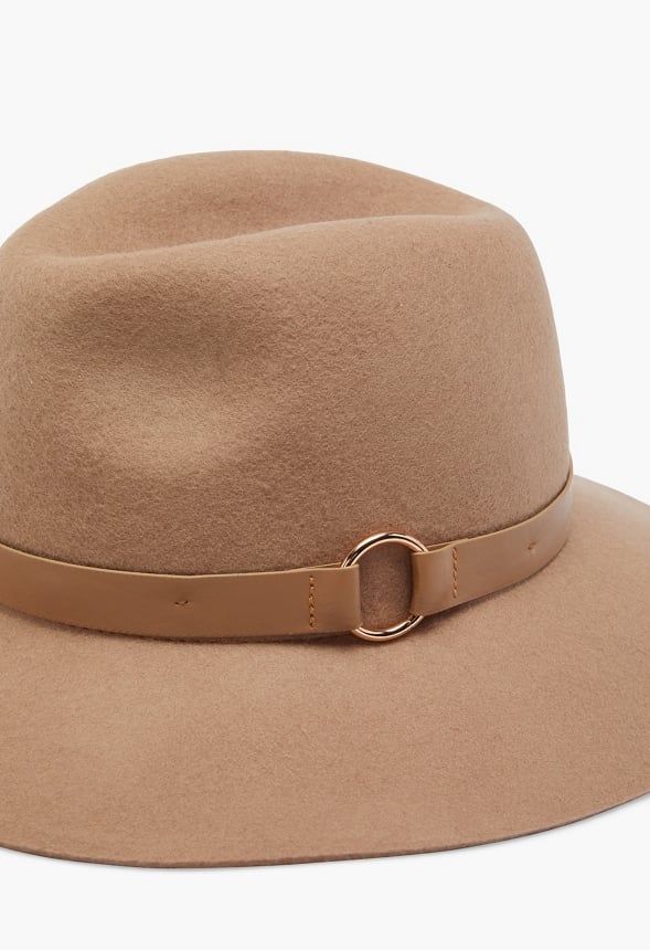 WOOL FEDORA WITH TRIM RING Camel