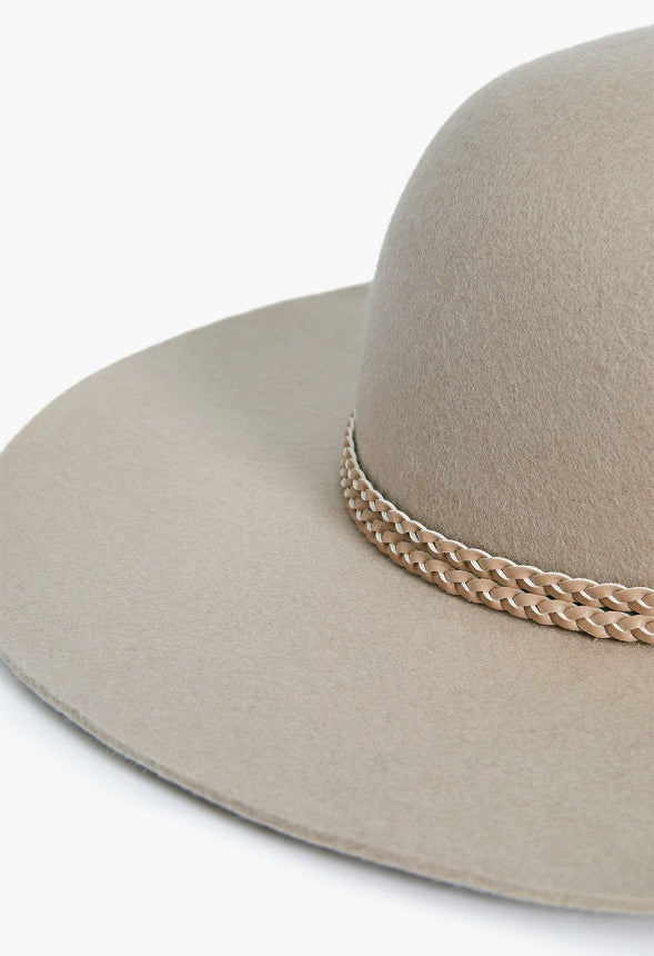FLOPPY HAT WITH BRAIDED TRIM Taupe