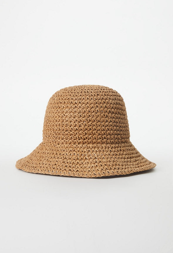 Crochet Raffia Bucket Hat Natural