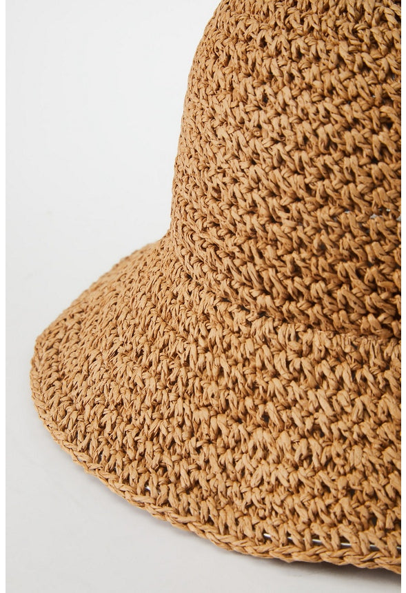 Crochet Raffia Bucket Hat Natural
