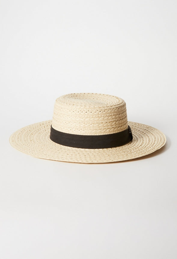 Two-Tone Boater Hat Natural/Black