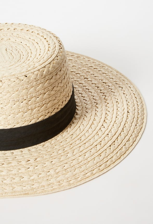 Two-Tone Boater Hat Natural/Black