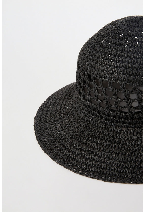 Macrame Bucket Hat Black