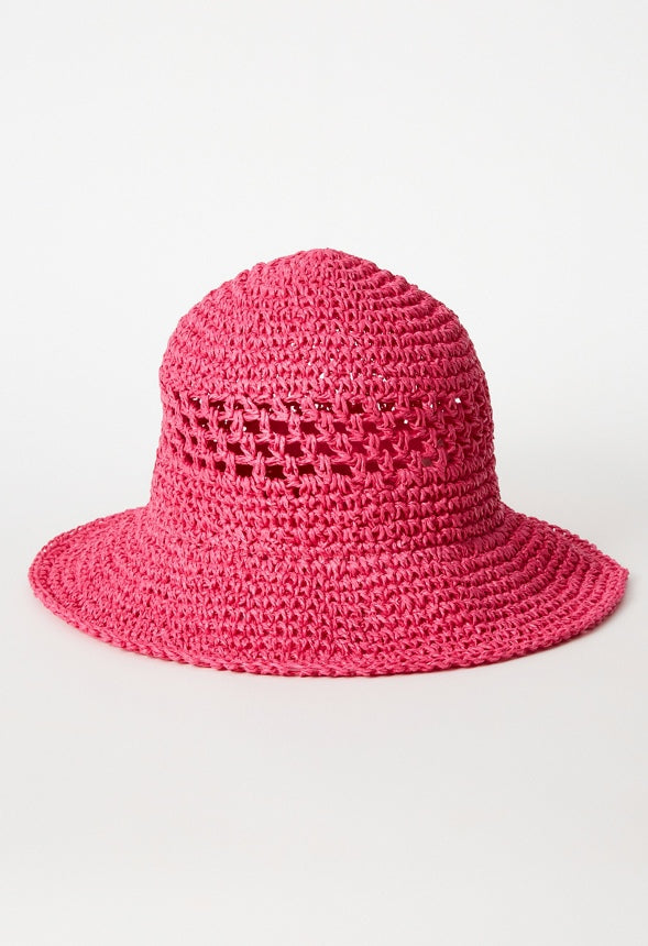 Macrame Bucket Hat Raspberry Sorbet