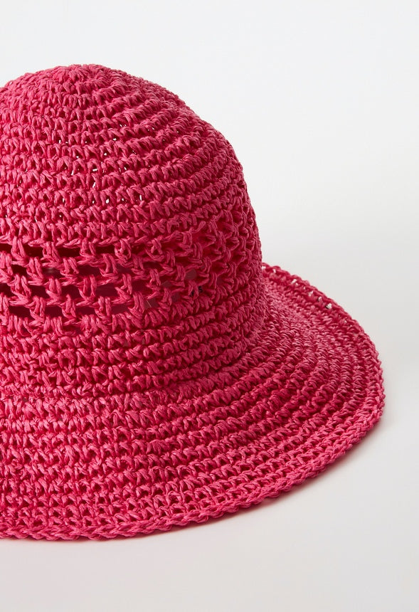 Macrame Bucket Hat Raspberry Sorbet