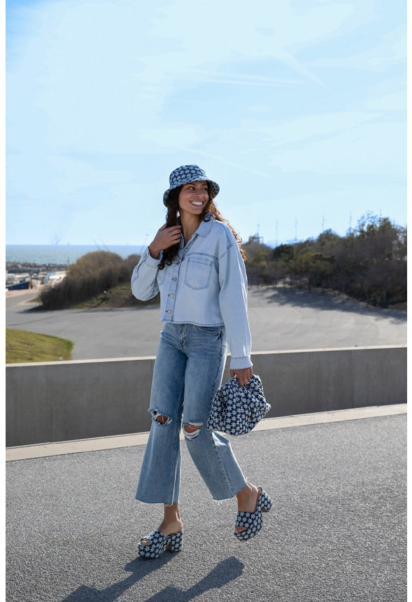Denim Floral Bucket Hat Blue Ashes Floral