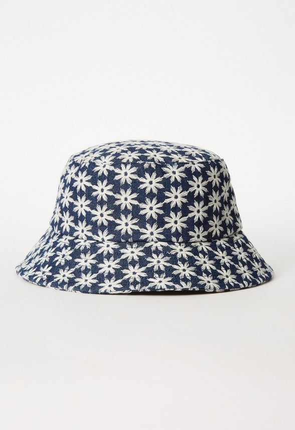 Denim Floral Bucket Hat Blue Ashes Floral