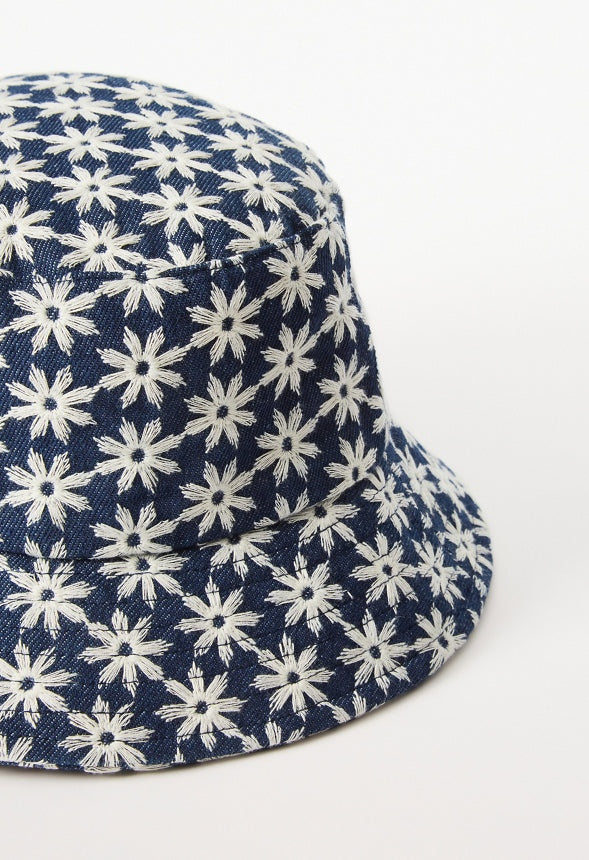 Denim Floral Bucket Hat Blue Ashes Floral