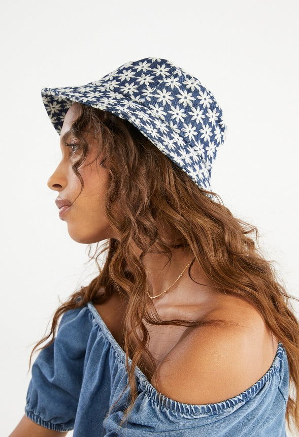 Denim Floral Bucket Hat Blue Ashes Floral