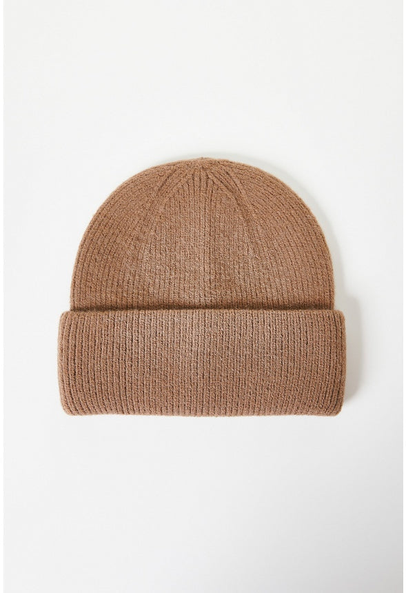 Rib Knit Beanie Taupe